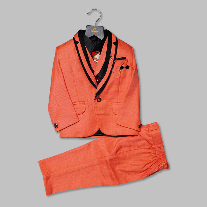 Peach Party Wear Baby Boys Suit Front View