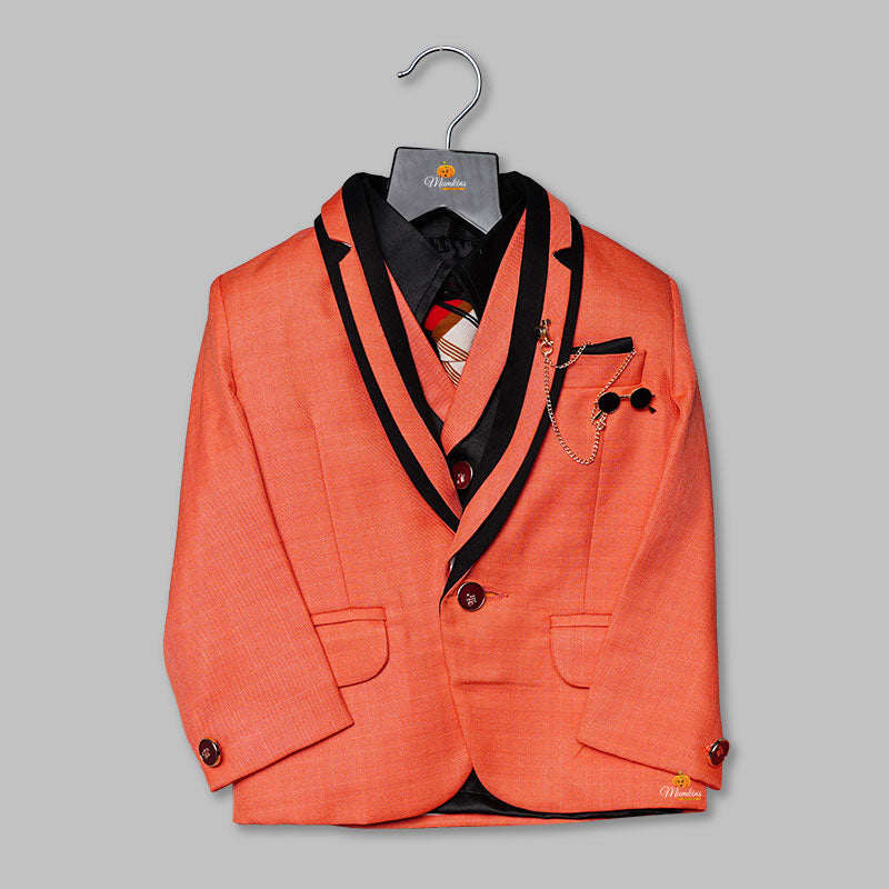 Peach Party Wear Baby Boys Suit Top View
