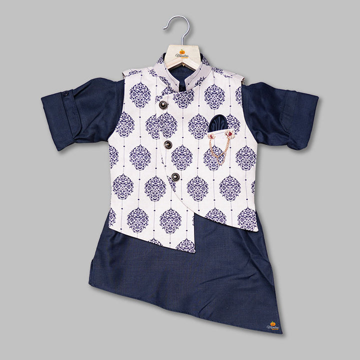 Solid Boys Kurta Pajama with Jacket Top View