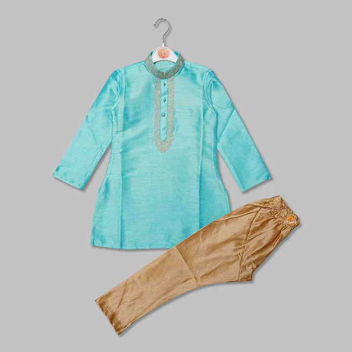 Solid Boys Party Wear Kurta Pajama Front View