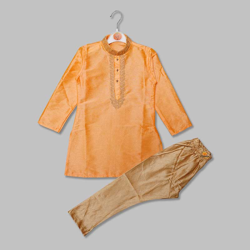 Solid Boys Party Wear Kurta Pajama Variant Front View