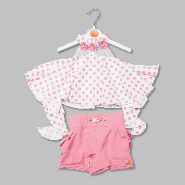 Off-Shoulder Western Wear For Girls And Kids With Polka Print GS20110Pink