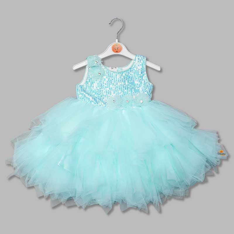 Frock for Girls with Net Frill Pattern Front View