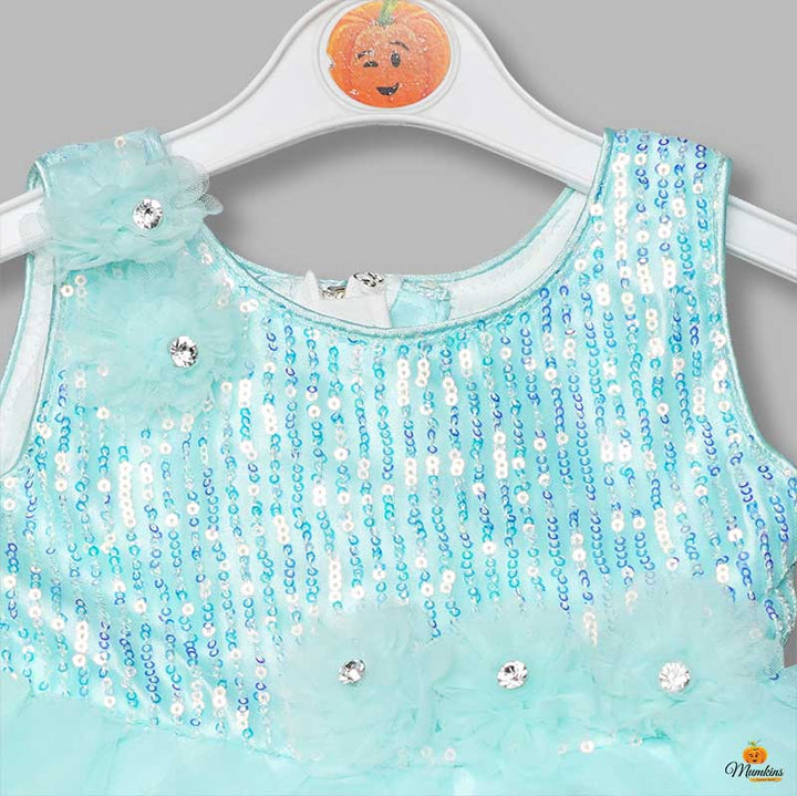 Frock for Girls with Net Frill Pattern Close Up View