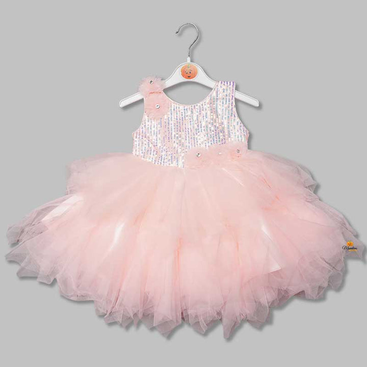 Frock for Girls with Net Frill Pattern Front View