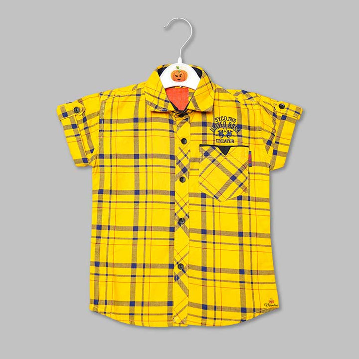 Mustard Orange Checked Shirt for Boys Front View