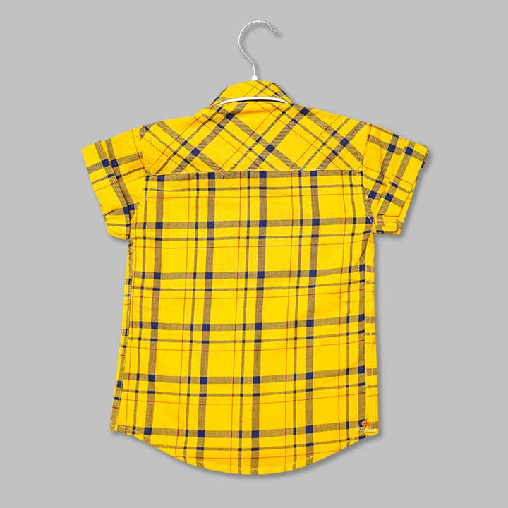 Mustard Orange Checked Shirt for Boys Back View 
