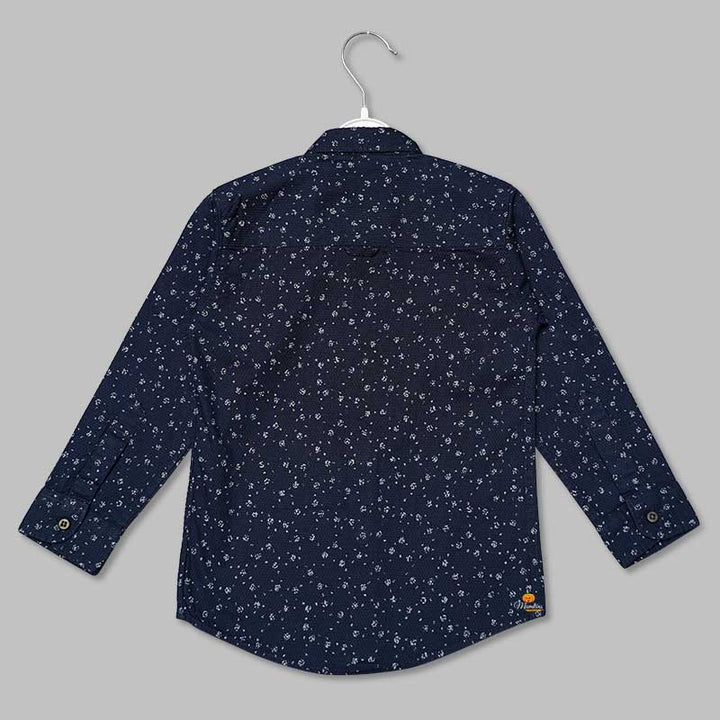 Navy Blue Printed Shirt for Boys Back View