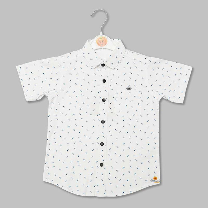 White Black Dotted Print Shirt for Boys Front View
