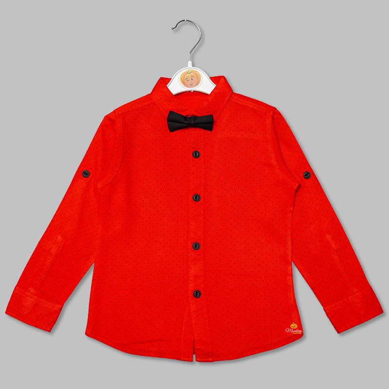 Red Shirt for Boys with Bow Front View