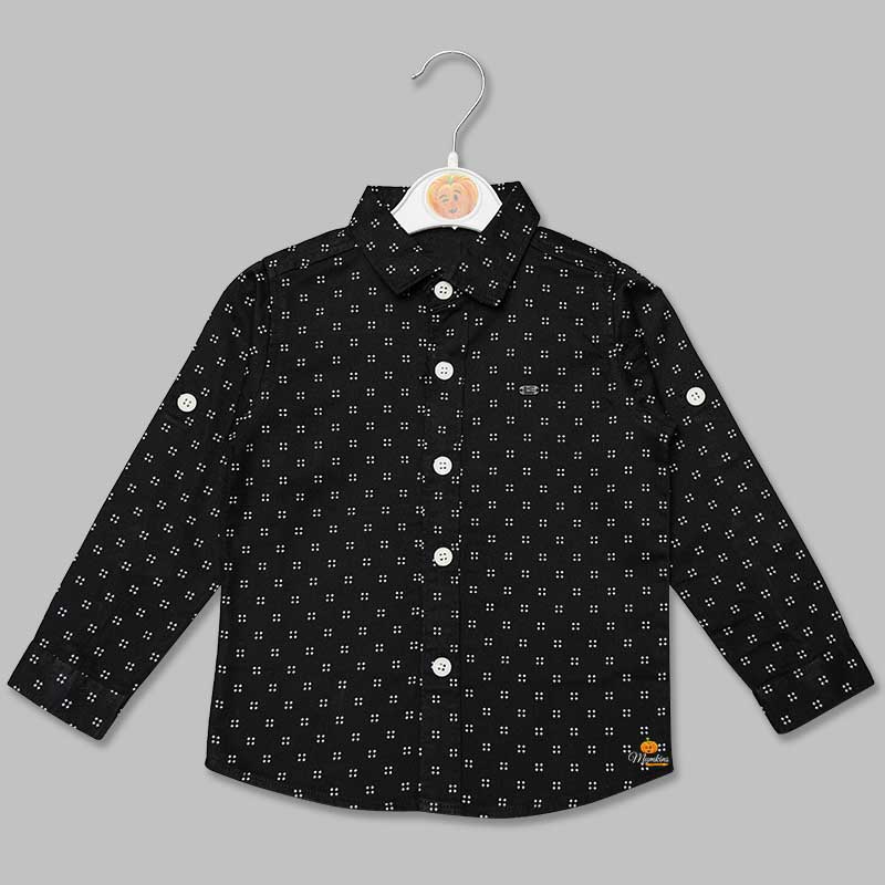 Fawn Black Printed Shirt for Boys Front View