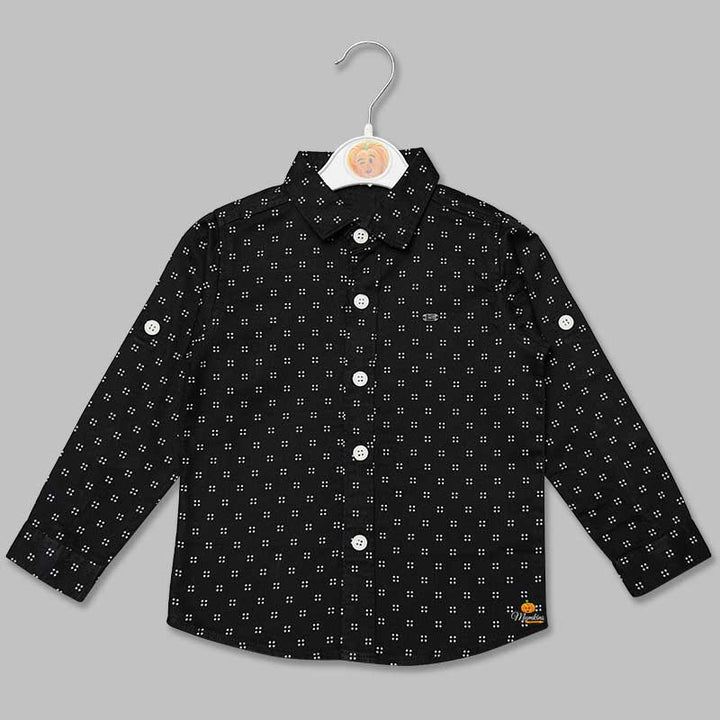Fawn Black Printed Shirt for Boys Front View