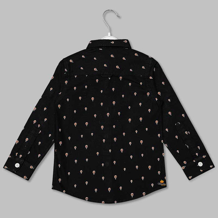 Black Dotted Shirt for Boys with Red Bow Black View
