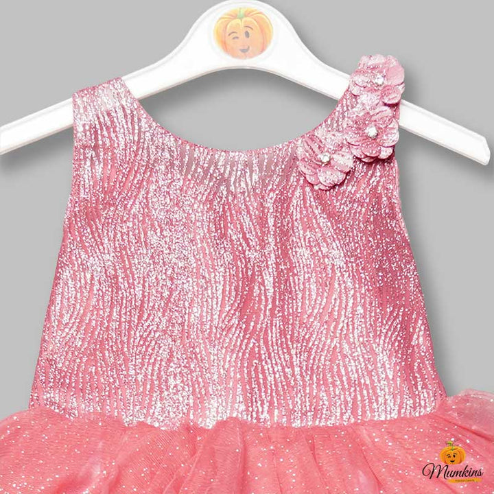 High Low Party Wear Frock for Kid Girls Close Up View