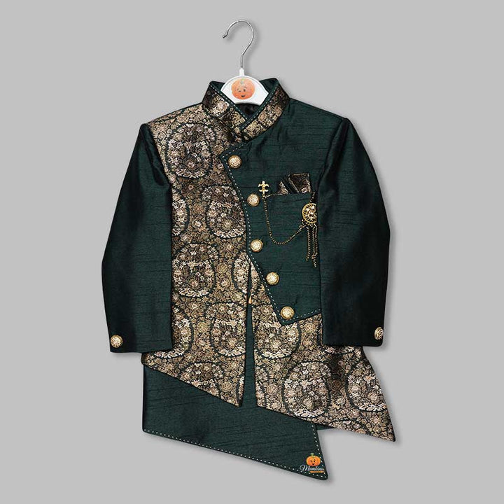 Green Boys Sherwani Top View