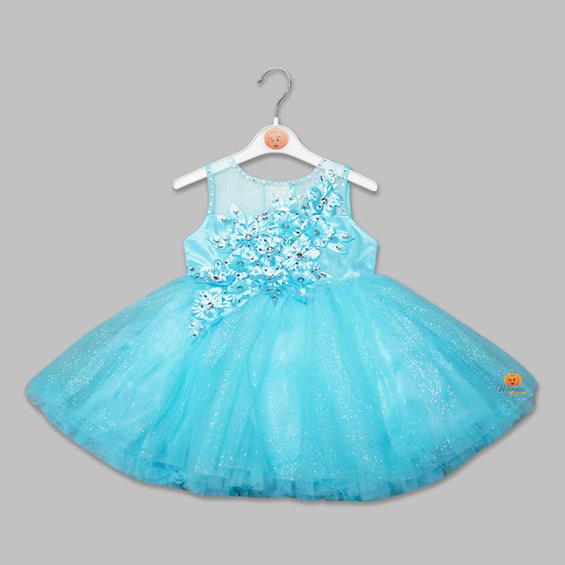 Turquoise Frock for Girls Front View