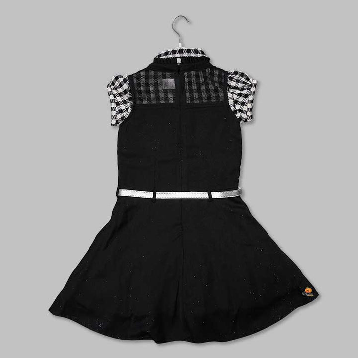 Black Checked Girls Midi With Soft Fabric Back View
