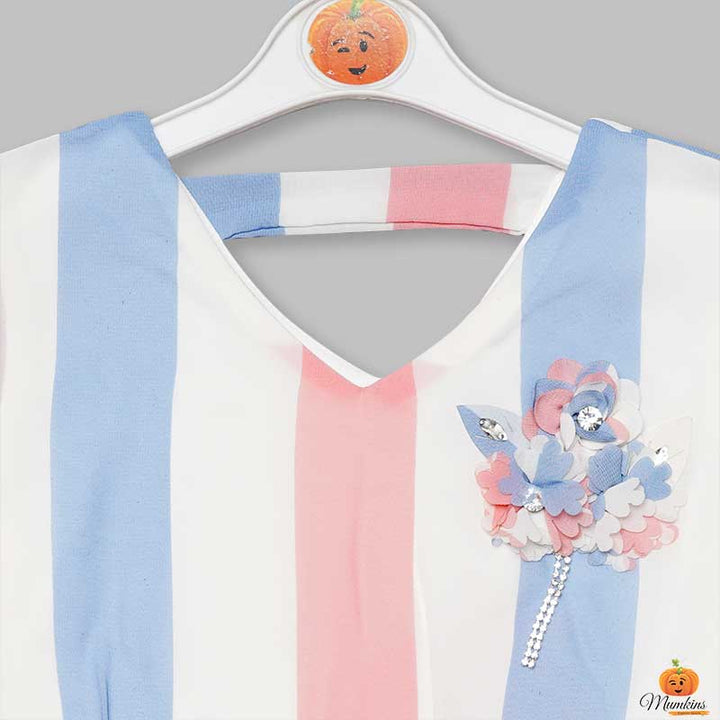 Striped Top for Girls and Kids Close Up View 