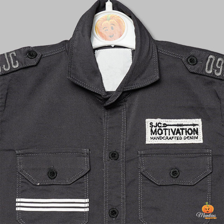 Solid Plain Shirt for Boys Close Up View