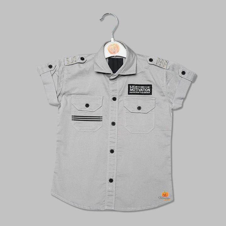 Solid Plain Grey Shirt for Boys Variant Front View 