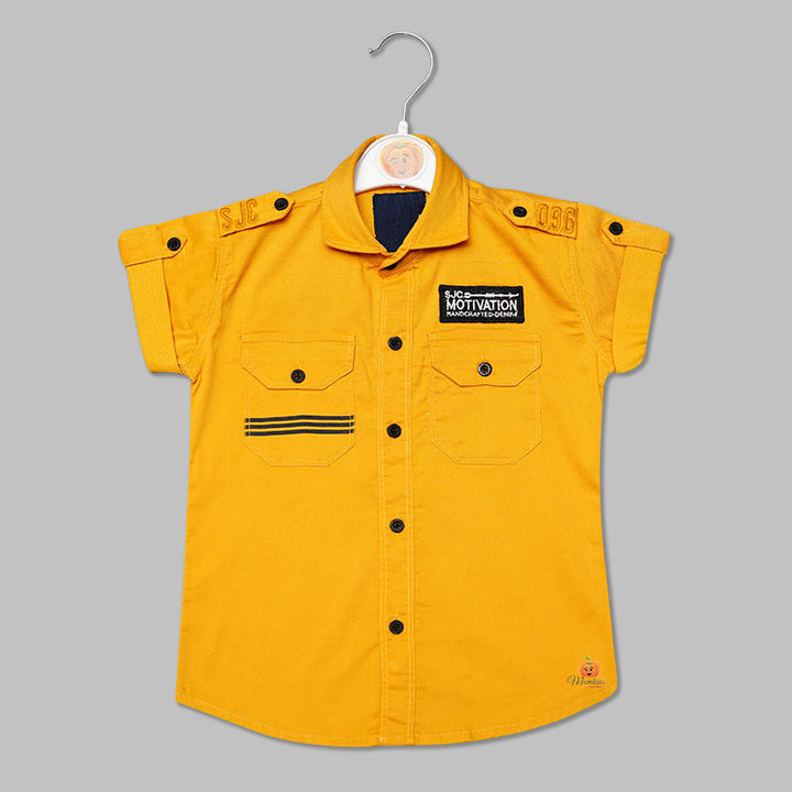 Solid Plain Mustard Shirt for Boys Variant Front View 
