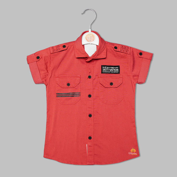 Solid Plain Red Shirt for Boys Variant Front View 