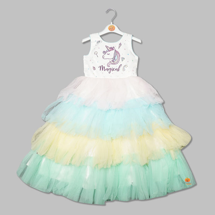 Unicorn Sleeve Less Gown for Kids Front View