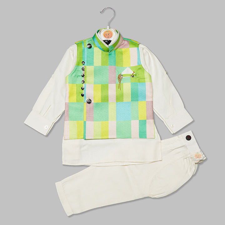 Kids Kurta Pajama with Multicolour Jacket Front View