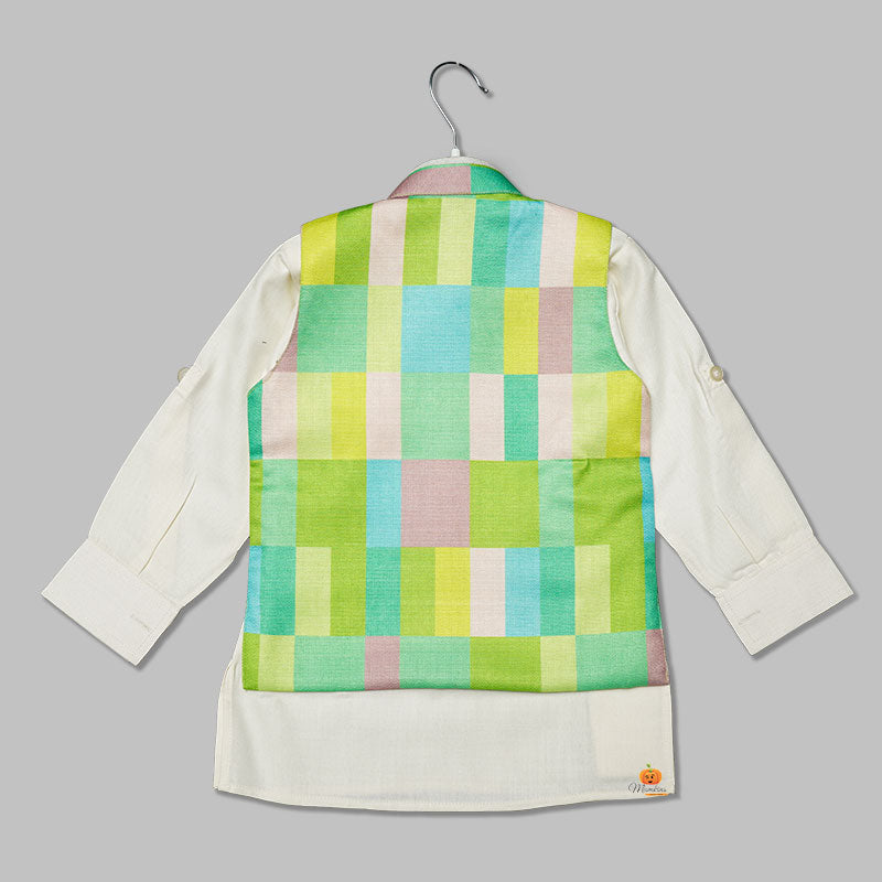 Kids Kurta Pajama with Multicolour Jacket Back View
