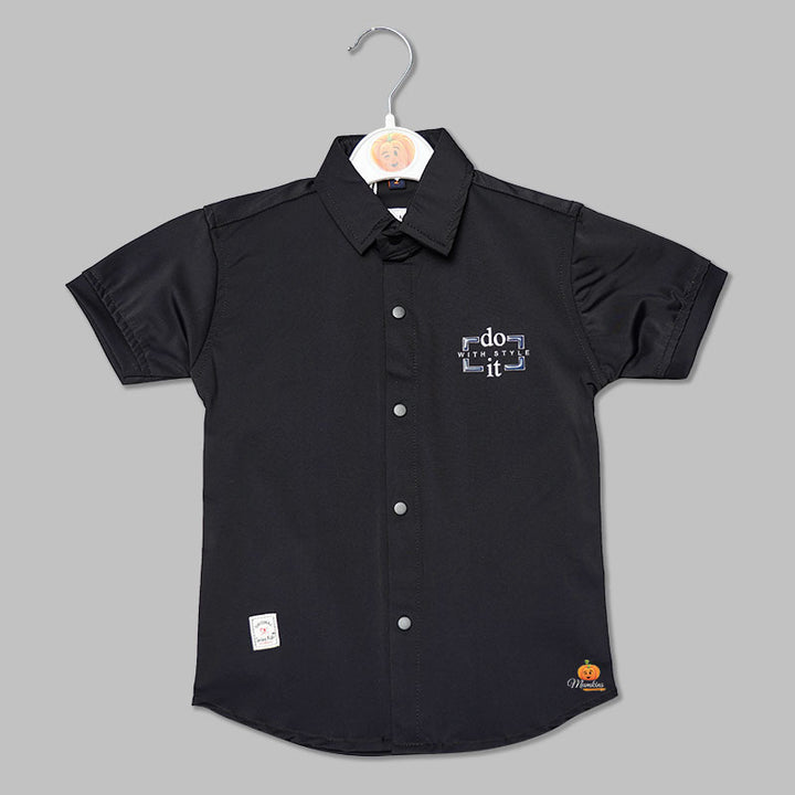 Solid Black Shirt for Boys Front View 