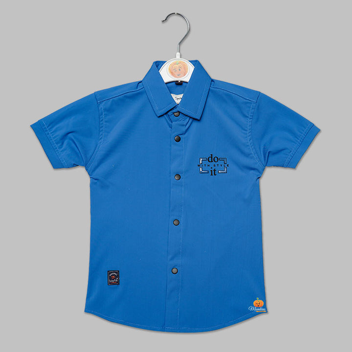Solid Blue Shirt for Boys Front View