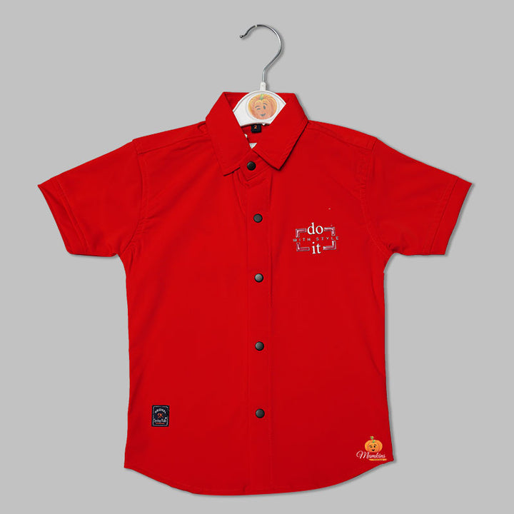 Solid Red Shirt for Boys Front View