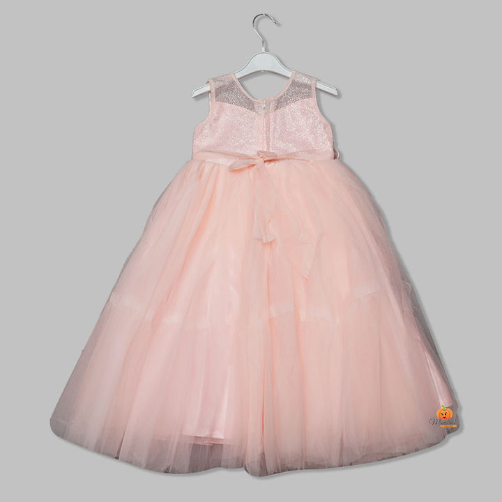 Peach Party Wear Gown for Girls Back View