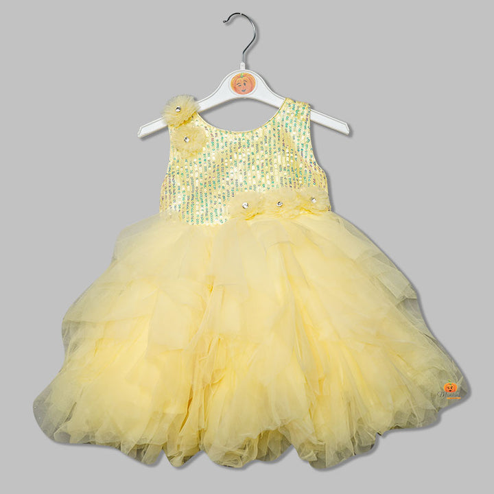 Frock for Girls with Net Frill Pattern Front View