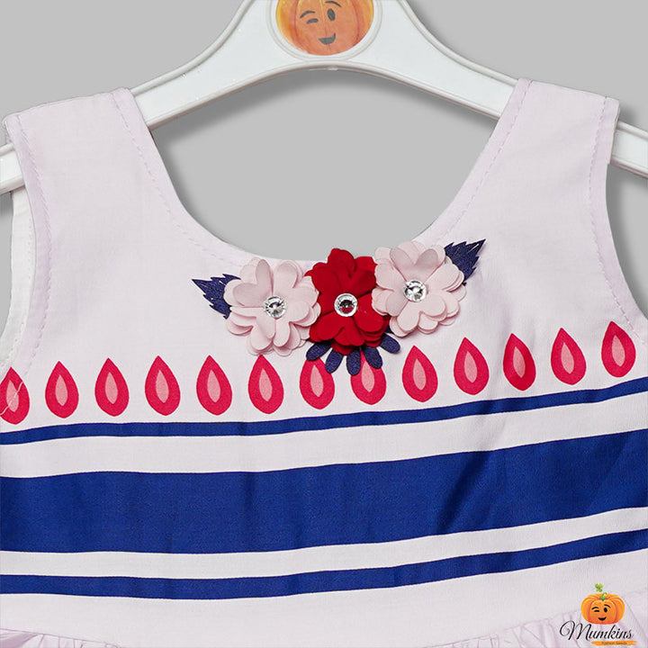 Pink & Yellow Frock for Kids Close Up View