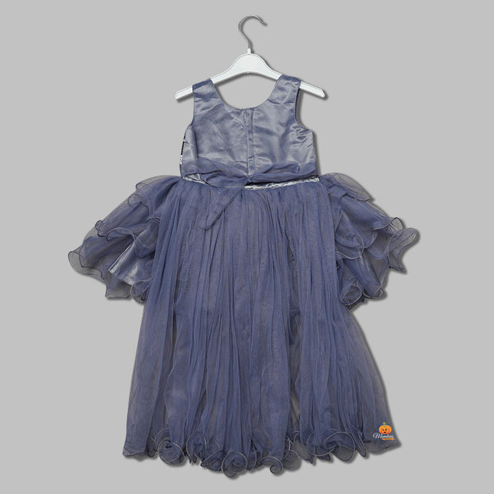 Net Frill Pattern Frock for Girls Back View