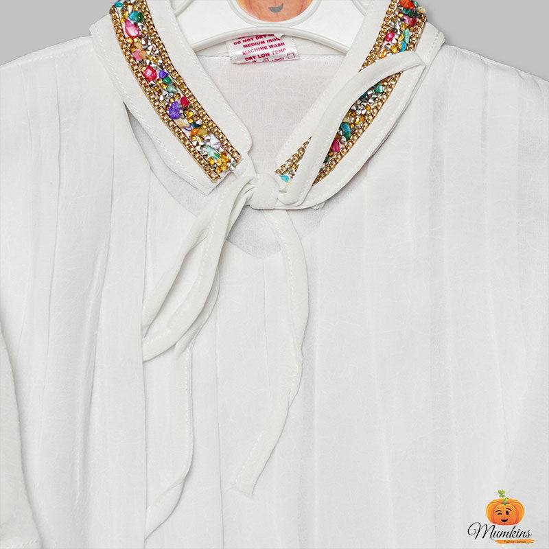 Top for Girls and Kids with Butterfly Sleeves Close Up View