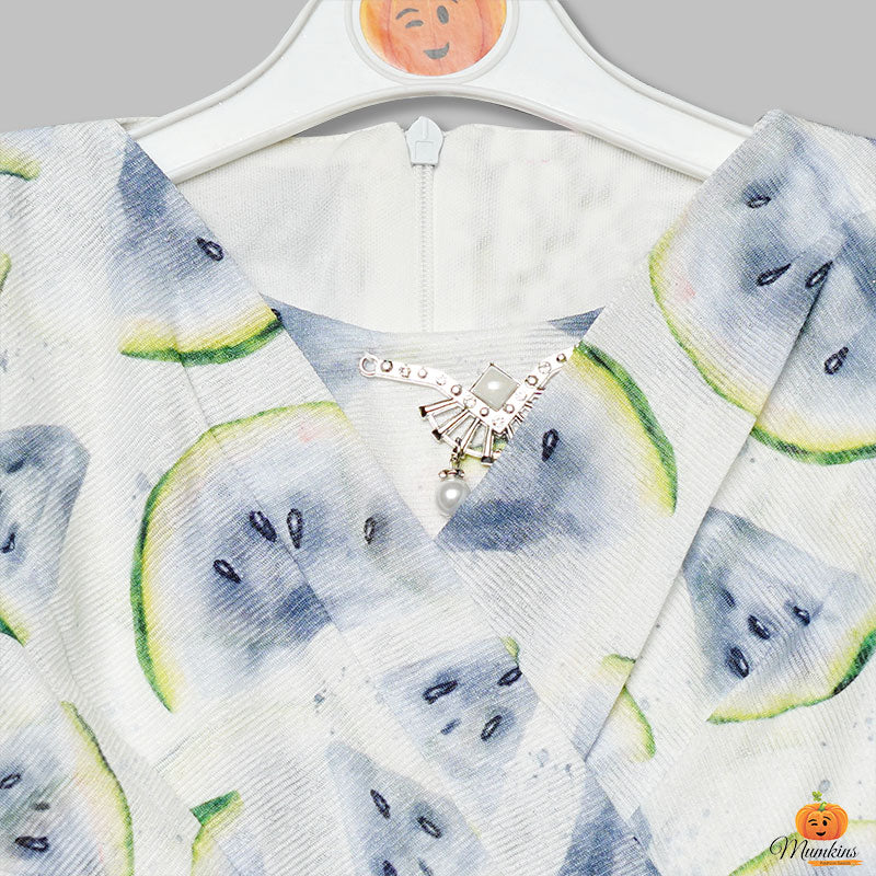 Top for Girls with Printed Design Close Up View