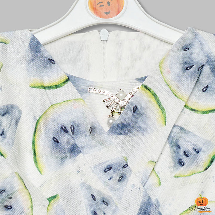 Top for Girls with Printed Design Close Up View