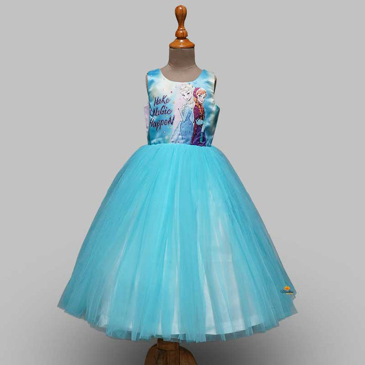 Sky Blue Long Gown For Kids Front View