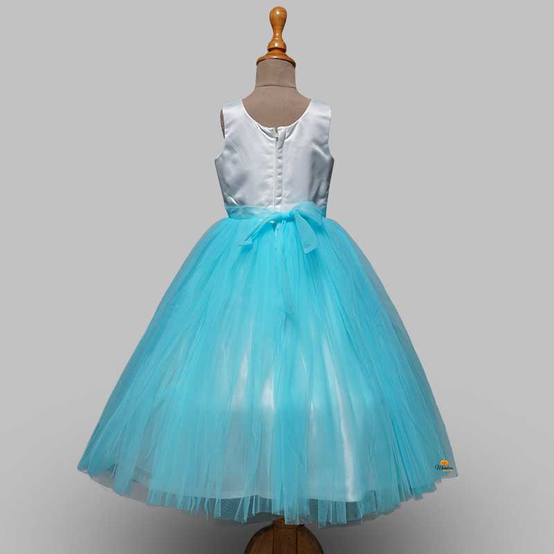 Sky Blue Long Gown For Kids Back View