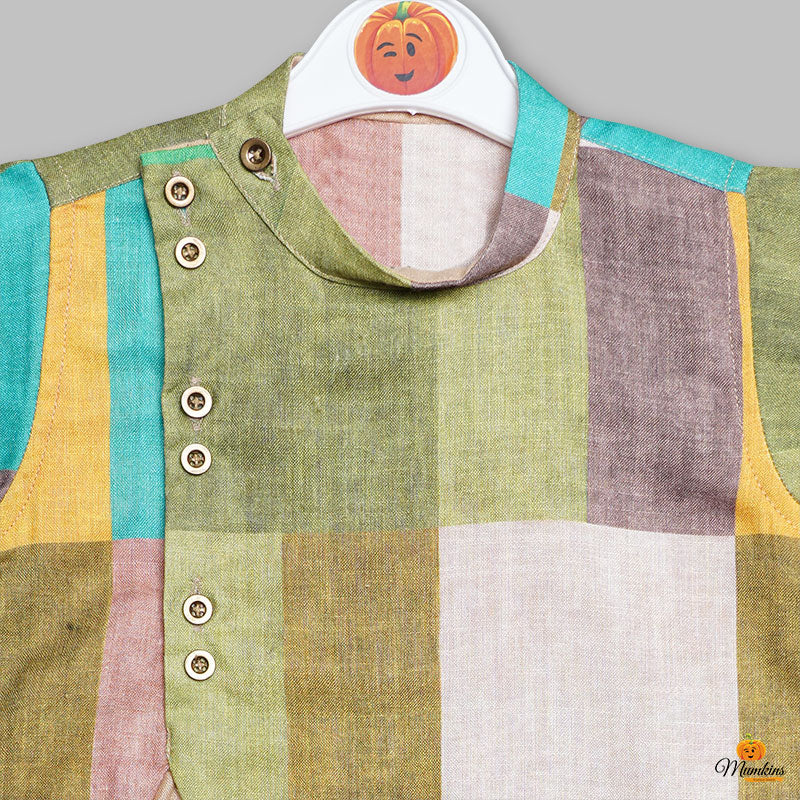 Party Wear Boys Kurta Pajama Close Up Vieew