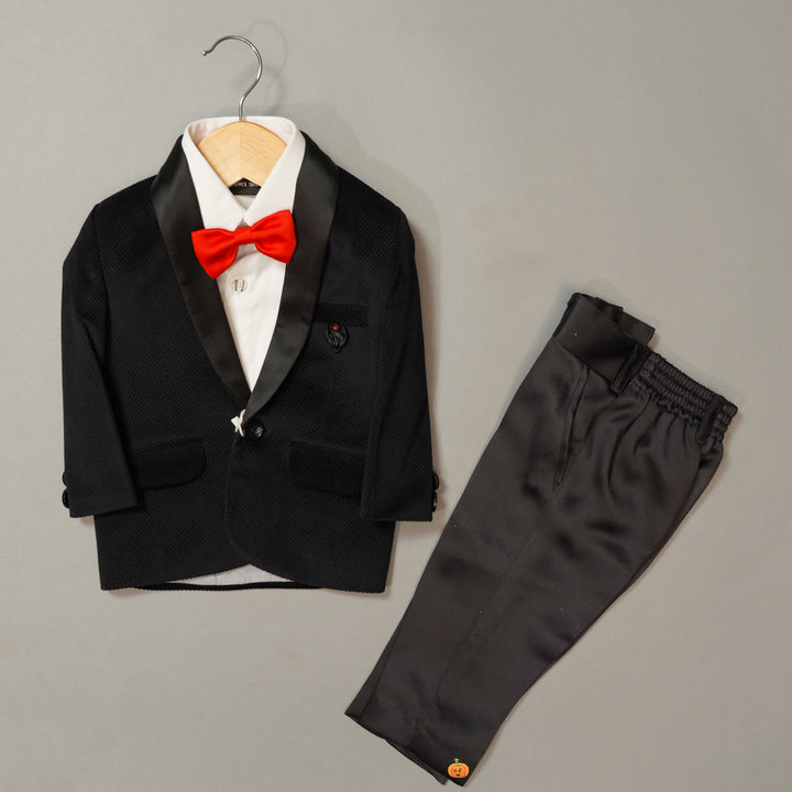 Black Boys Tuxedo with White Shirt & Bow Tie Front View