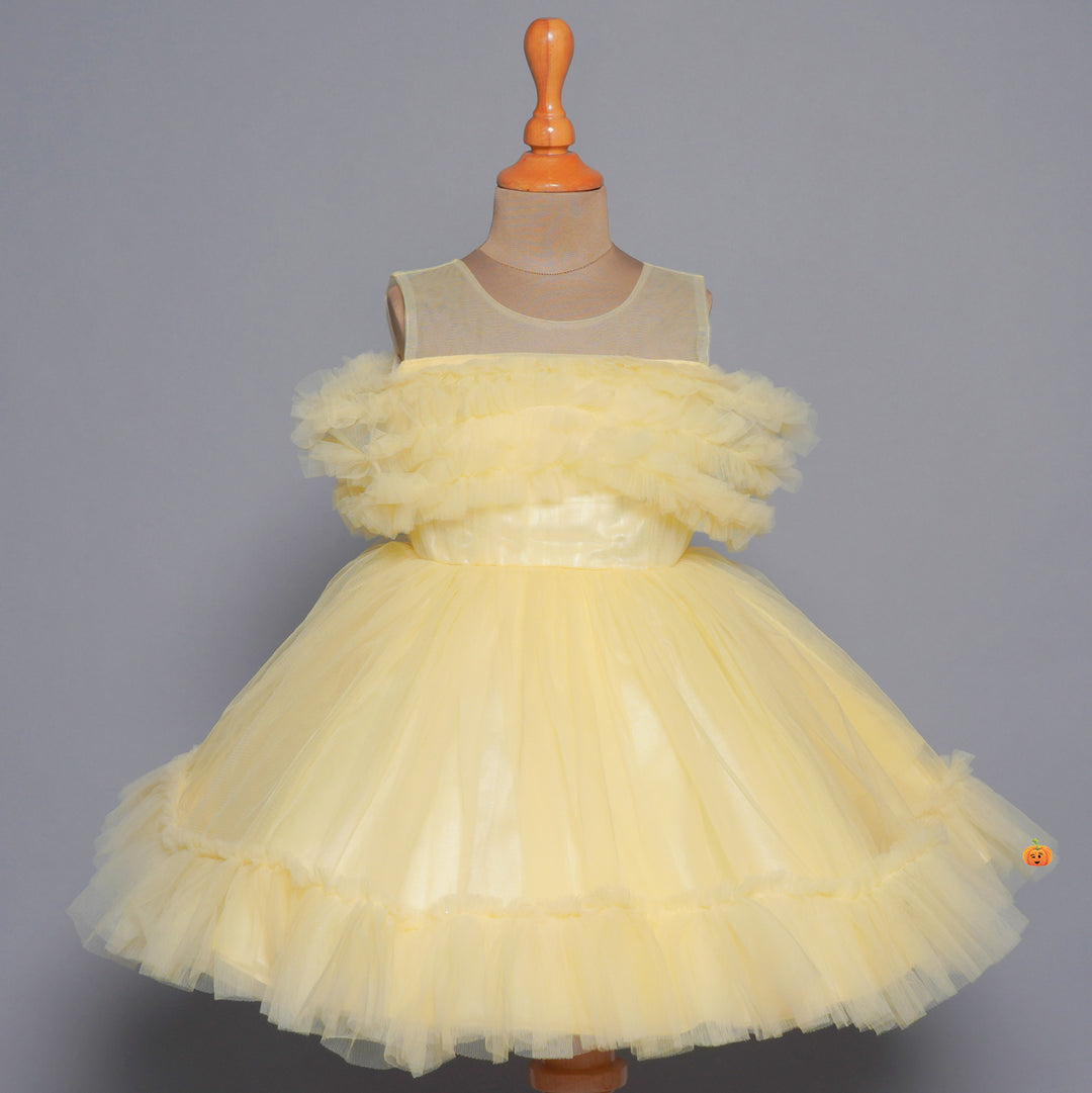 Frock For Baby Girl With Net Frill Pattern