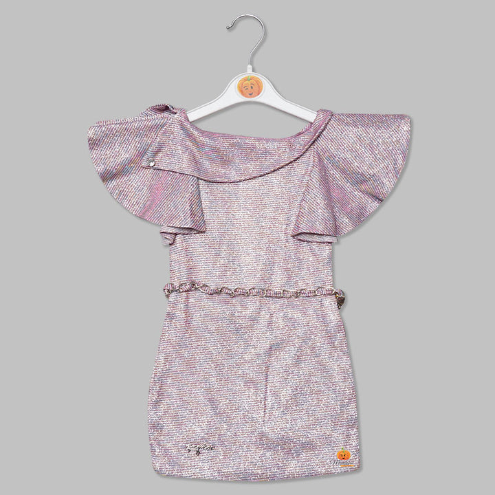 Onion Shimmer Ruffled Sleeves Girls Midi Front View