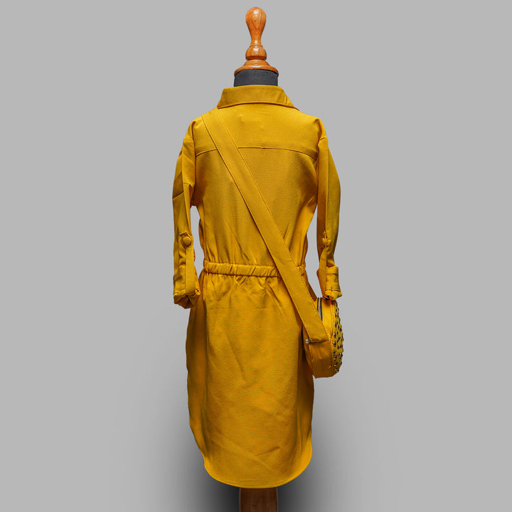 Solid Girls Midi with Sling Bag Back View