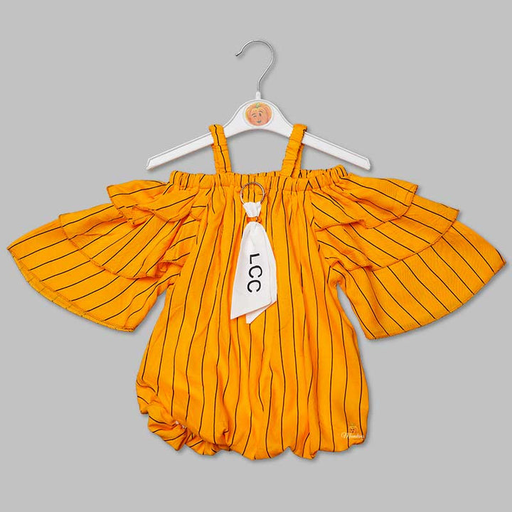 Off-Shoulder Striped Girls Top Front View