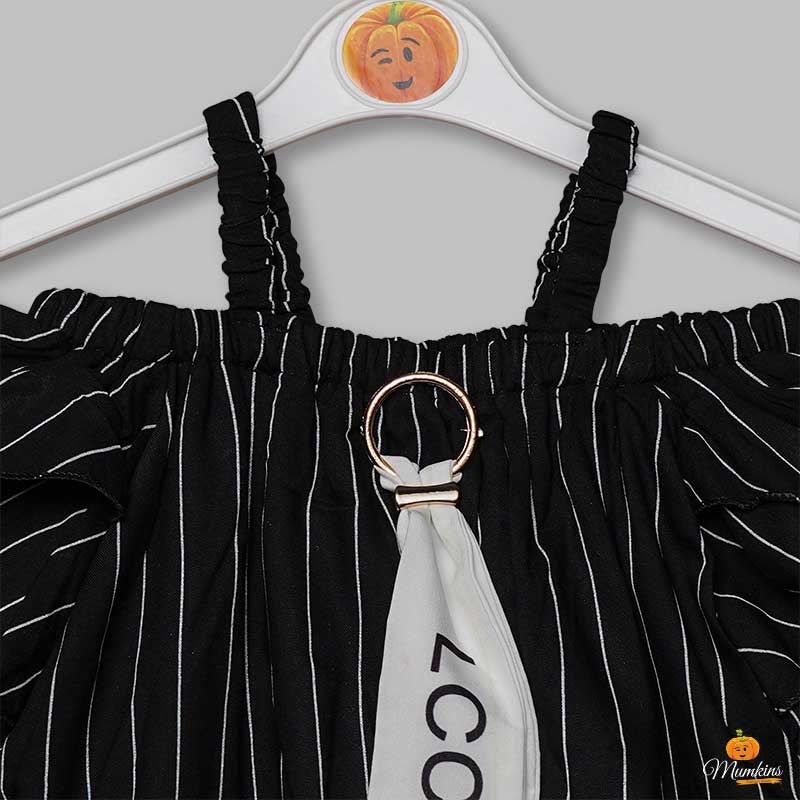 Off-Shoulder Striped Girls Top Close Up View