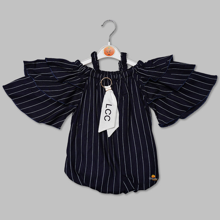 Off-Shoulder Striped Girls Top Front View
