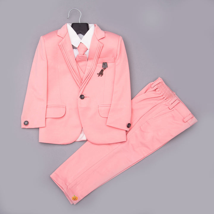 Pink Party Wear Boys Suit Front View